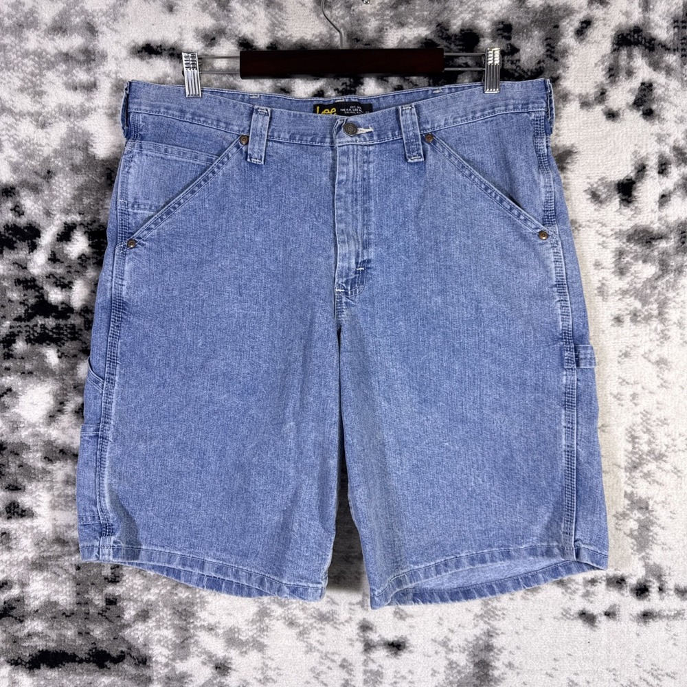 Lee Denim Carpenter Shorts Mens Size 36 Light Wash Streetwear y2k Grunge Punk